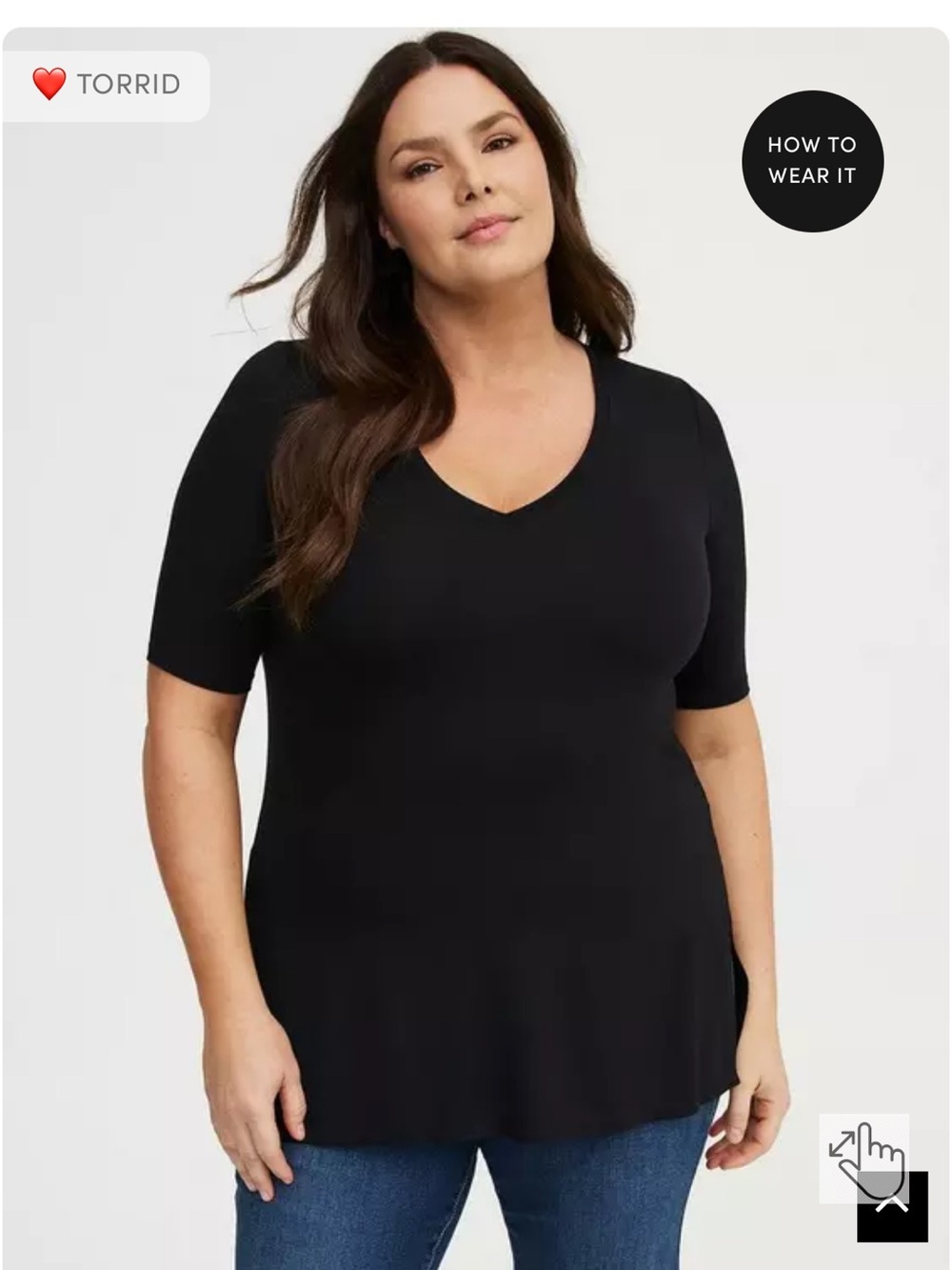 EUC size 3 Torrid Black V-Neck Short Sleeve Tee